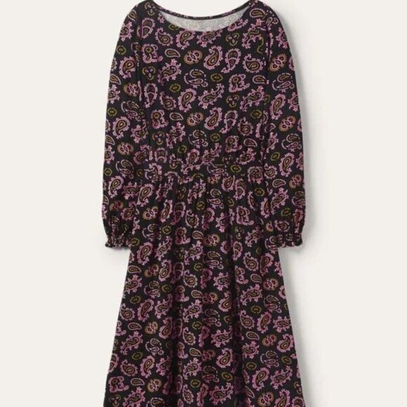 BODEN Evelyn Jersey Midi Dress Azalea Paisley Pink Black 12 - Picture 3 of 8